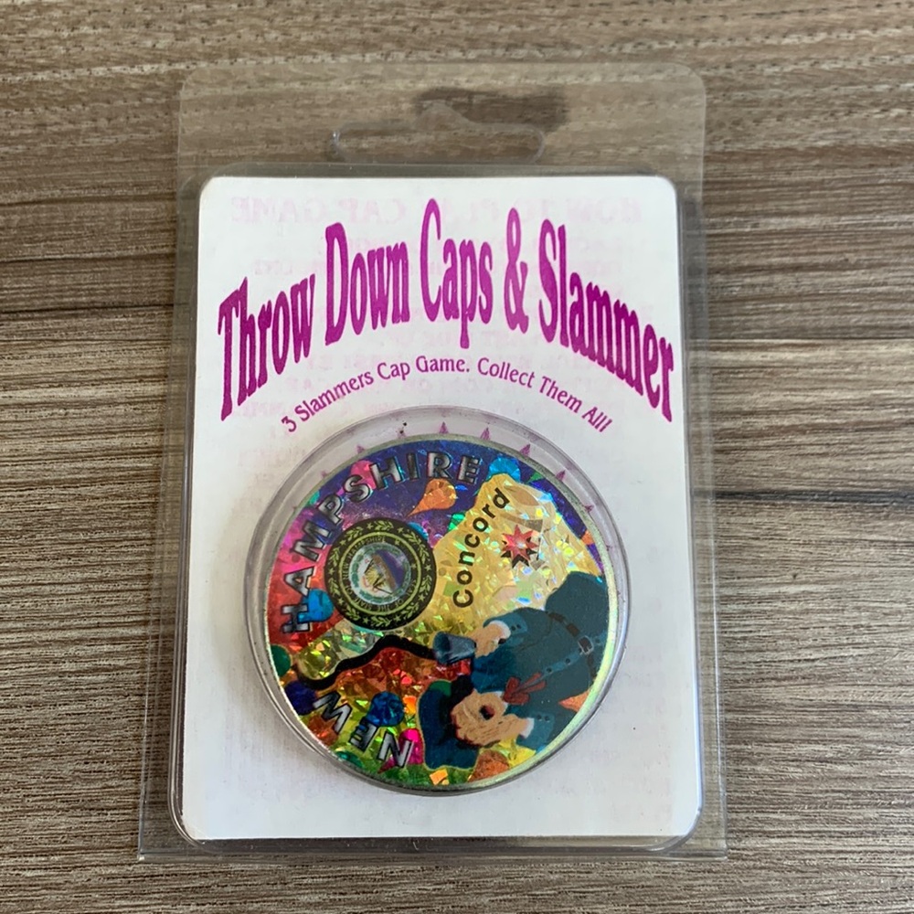 Vintage Hot Shots Throw Down Cap Metal Slammer Pog Pogs 90s rare halographic